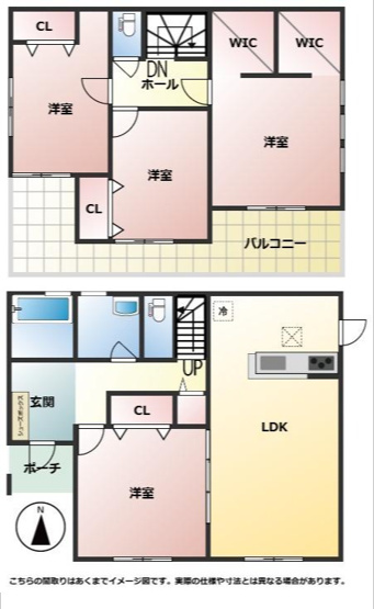【間取り】 | 富岡市富岡 南面バルコニー　4SLDK