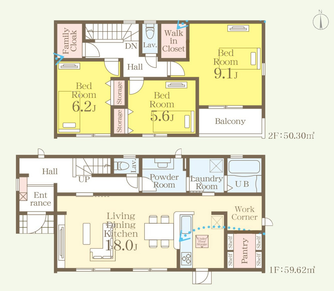 【新築戸建】第1本庄栄の間取り|■間取り図｜敷地面積：181.36（約54.86坪）　建物面積：109.92（約33.25坪）