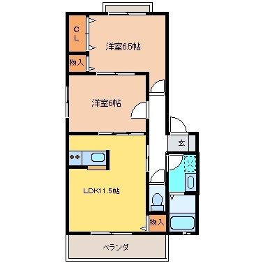 熊本市西区池田２丁目のアパートの間取り