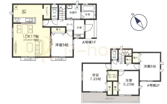 稲敷郡阿見町うずら野2丁目　新築戸建て　A号棟の間取り|4LDK＋WIC＋パントリー、土地面積155.62m2、建物面積98.95m2