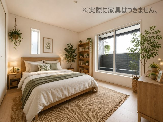 新築戸建・新築建売　郡山市安積町笹川第7　永盛小・安積中の洋室|画像はバーチャルホームステージングの加工による演出で、実際の家具は付きません。
