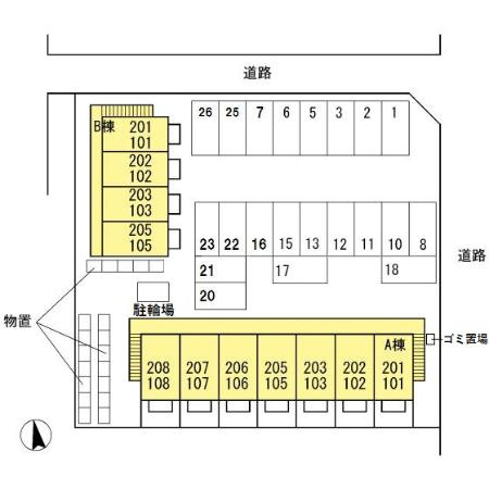 セジュール・ユタカ　Ｂ棟の区画図