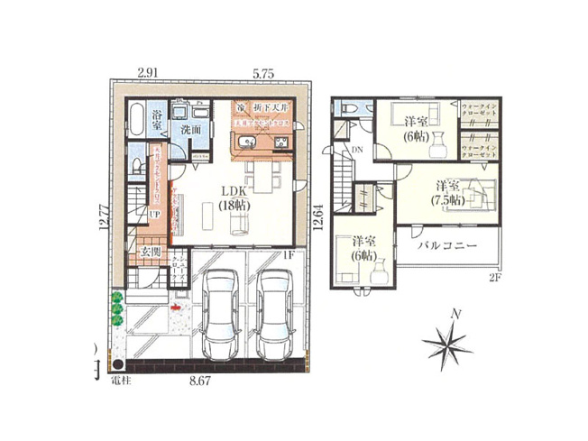 【間取り】 | 新座市池田4丁目　新築一戸建住宅　全40棟　(保谷店) | 4号棟/水回り集中設計で家事効率の良い間取り。SC、2つのWIC、パントリーなど収納も豊富なゆとりの住まいです。※図面を基に作成しています。現況と異なる場合は現況を優先いたします。
