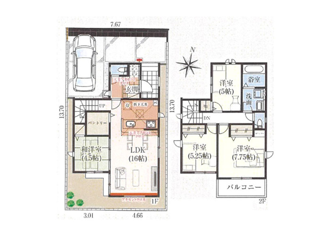 【間取り】 | 新座市池田4丁目　新築一戸建住宅　全40棟　(保谷店) | 12号棟/採光・通風に配慮された全居室2面採光の住まい。SCやパントリーなど収納も豊富です！※図面を基に作成しています。現況と異なる場合は現況を優先いたします。