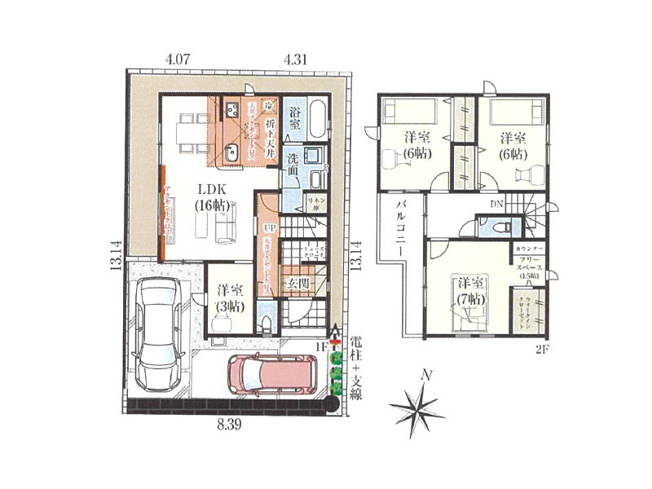 【間取り】 | 新座市池田4丁目　新築一戸建住宅　全40棟　(保谷店) | 15号棟/水回り集中設計で家事効率の良い間取り。SC、WIC、リネン庫など収納も豊富なゆとりの住まいです。※図面を基に作成しています。現況と異なる場合は現況を優先いたします。