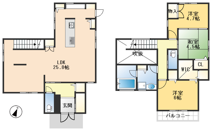 茨木市山手台7丁目　中古戸建の間取り