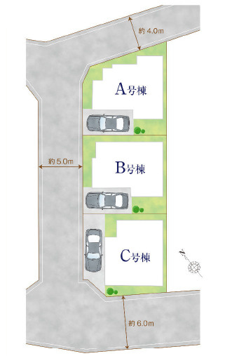 練馬区土支田3丁目　長期優良住宅　角地含む全3棟の区画図|開放感溢れる角地含む全3棟の誕生です♪都営大江戸線の「土支田新駅」から徒歩13分♪ますます期待が高まる魅力的な立地です♪