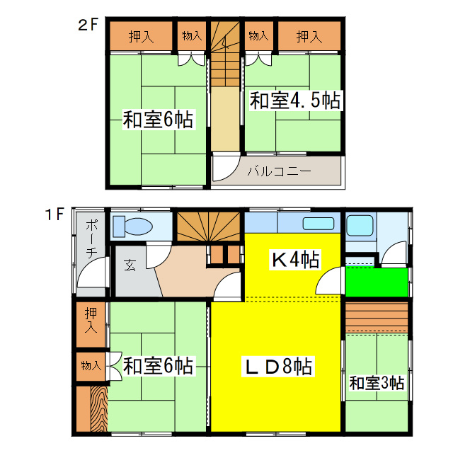 昭和南６－２２－３貸家の間取り