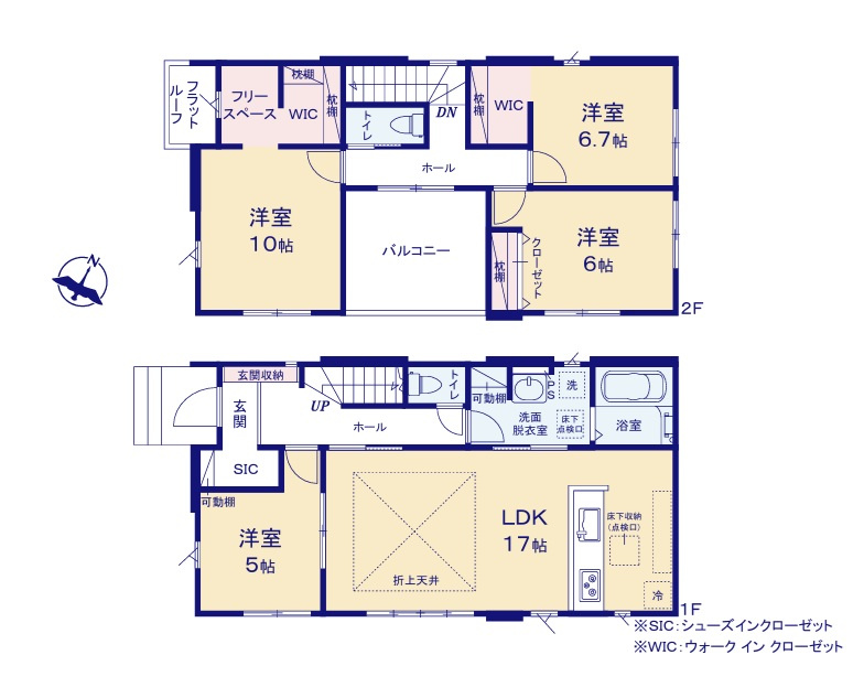 ケイアイフィット　水戸市住吉町　5期 　限定1棟！の間取り|　
☆収納スペース充実。玄関もスッキリ片付くSIC、小窓付きフリースペースも嬉しい♪洗面室2WAY出入り口、水廻りコンパクトで家事動線ラクラクです。