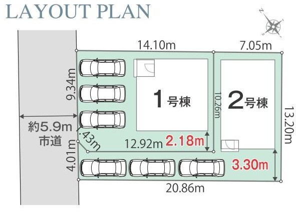 碧南市宮町6丁目287番『仲介手数料無料』新築一戸建て・建売の区画図
