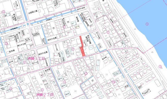 南区洲崎１丁目　事業用地の地図