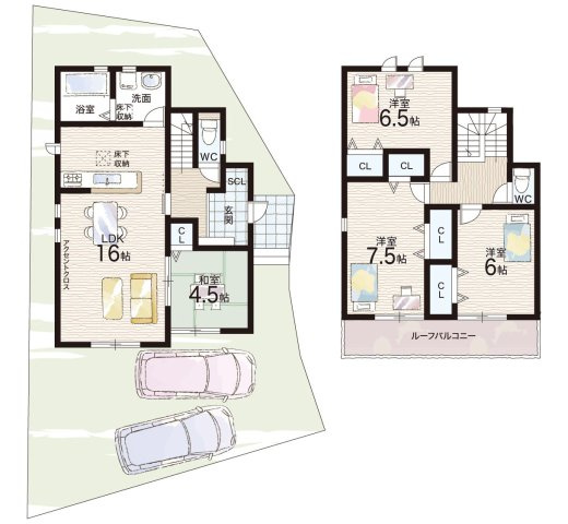 野洲市近江富士　第2期　新築一戸建ての間取り|2号地