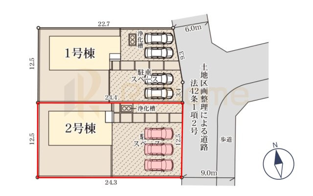 ひたちなか市阿字ヶ浦町　新築戸建て　2号棟の区画図|大きなお買い物だからこそ、メリット・デメリットを伝えさせて頂きます。
R-homeにお任せください♪
