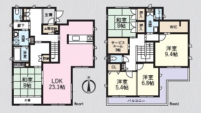 坂戸市にっさい中古戸建の間取り
