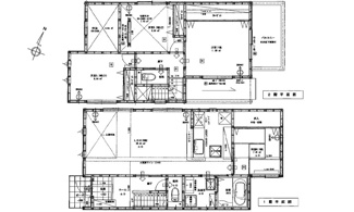 【間取り】 | 南区旭2丁目（1区画） | 18.5畳の広々としたLDKに加え、独立した和室を備えた4LDKの間取りです。2階には3つの洋室があり、主寝室は7畳の広さを確保。全居室に収納が配置されており、居住空間を有効に活用できる設計です。
