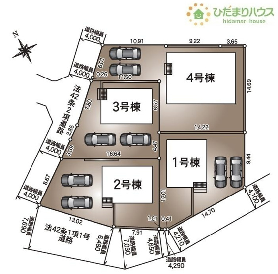 【区画図】 | 筑西市二木成第2　新築戸建　2号棟 | ご家族でお車に乗る方に！駐車場2台分あります！
（2号棟）