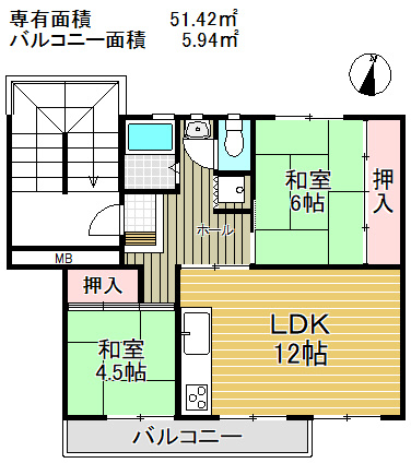 みさと団地8街区3号棟の間取り|間取図です