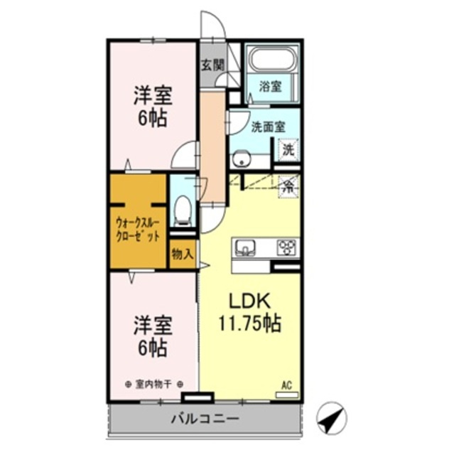 メゾンルミエールの間取り|人気の２ＬＤＫの間取りです。