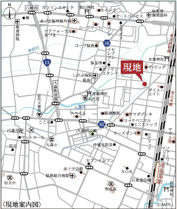 新築戸建・新築建売　福島市大森鶴巻第2　大森小・信夫中の地図|現地案内図