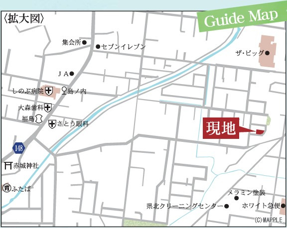 新築戸建・新築建売　福島市大森鶴巻第2　大森小・信夫中の地図|拡大図