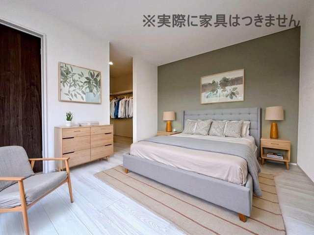 新築戸建・新築建売　福島市大森鶴巻第2　大森小・信夫中の洋室|画像はバーチャルホームステージングの加工による演出で、実際の家具は付きません。