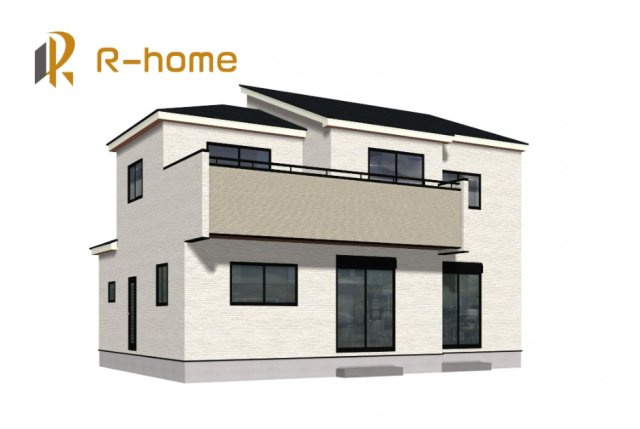 土浦市小岩田東2丁目6期　新築戸建て　2号棟の外観パース|2026年7月完成予定！近隣の同仕様完成物件をご見学いただけます♪