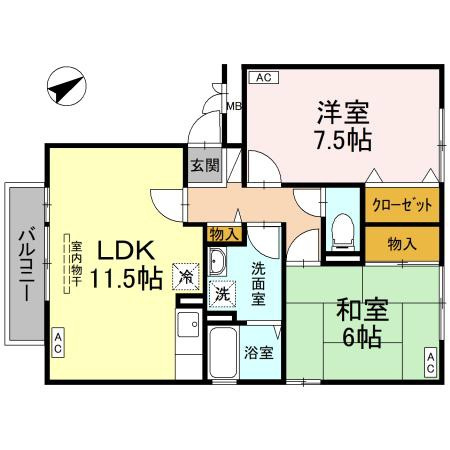 ファミール三軒屋　Ａ棟の間取り