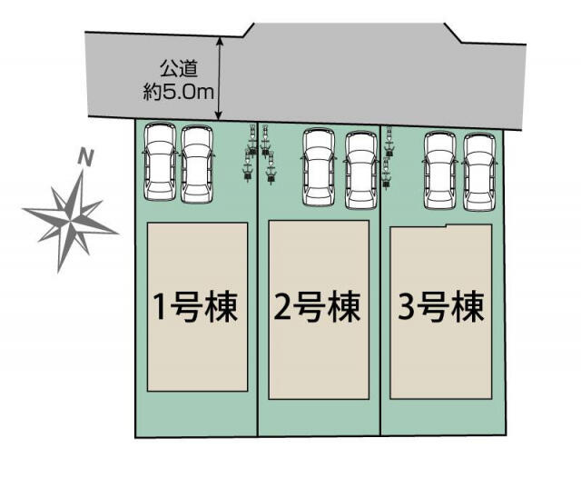 ブルーミングガーデン宇都宮市平松本町　新築一戸建ての区画図|宇都宮市平松本町3棟区画図