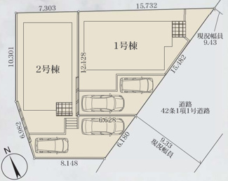 【区画図】 | 【仲介手数料無料！！】稲城市平尾4丁目　新築戸建て（全2棟）1号棟　6199万円