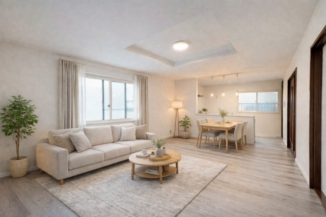 西院西高田町の居間・リビング|※本画像は実際の写真にCG加工しております。家具や備品は付属しておりません。