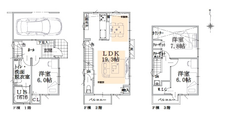 【参考プラン】 | 板橋区中台１丁目　建築条件付売地　F区画 | 3LDK・建物面積107.23ｍ2・建物価格2500万