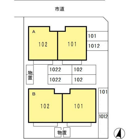 ローズコートよしみＢ101の区画図