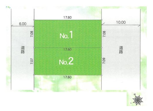 【区画図】 | 東久留米市前沢４丁目　売地　２区画 | 二方向接道の風通しの良い立地！全2区画登場です