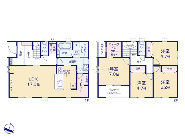 草加市新里町 新築分譲住宅の間取り