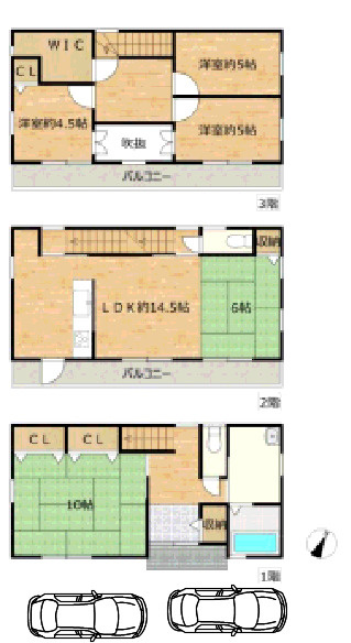 尼崎市東園田町　中古戸建の間取り