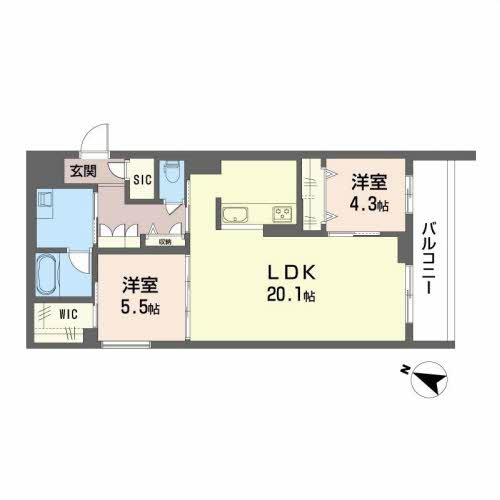 熊本市中央区本荘５丁目のアパートの間取り