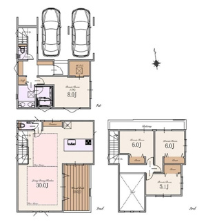 【参考プラン】 | 板橋区大谷口上町　分譲宅地 | 建物プラン例、建物面積170㎡（車庫面積約22㎡含む）
