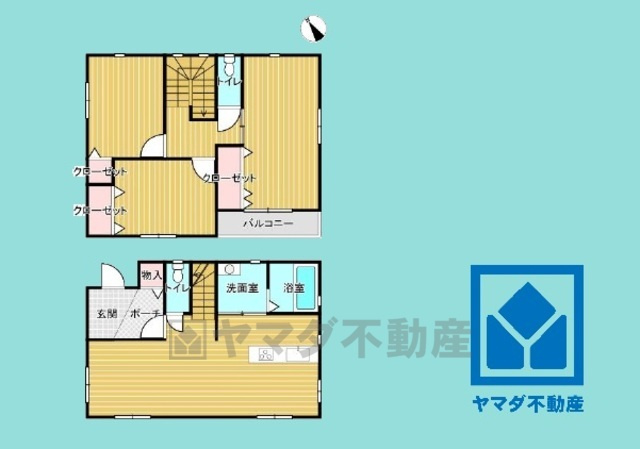 西宮市名塩平成台の間取り|3LDK、土地面積181.78平米、建物面積99.36平米、木造2階建。