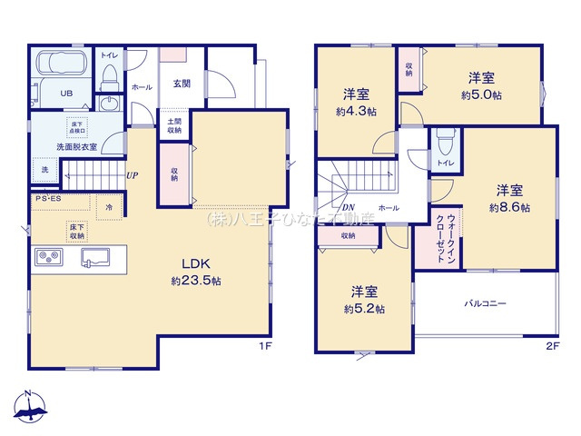 『八王子市新築戸建て』八王子市丸山町27-4【仲介手数料無料】　２期の間取り|～仲介手数料無料☆八王子ひなた不動産～八王子市丸山町　新築戸建て