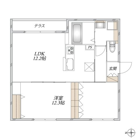 Ｖｉｌｌａ　Ｐｅｒｓｉｍｍｏｎ（ヴィラ　パーシモン）の間取り|★収納豊富な２ＬＤＫ★