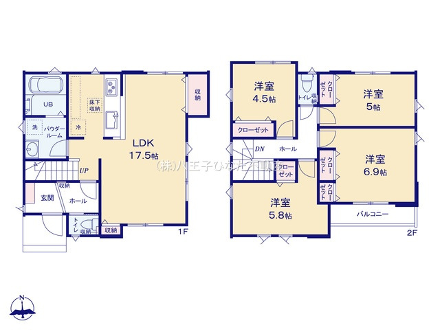 『八王子市新築戸建て』八王子市上野町26-6【仲介手数料無料】　１期の間取り|～仲介手数料無料☆八王子ひなた不動産～八王子市上野町　新築戸建て