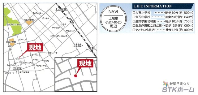仲介手数料無料　上尾市小泉７丁目10-20　新築戸建　全１棟の地図