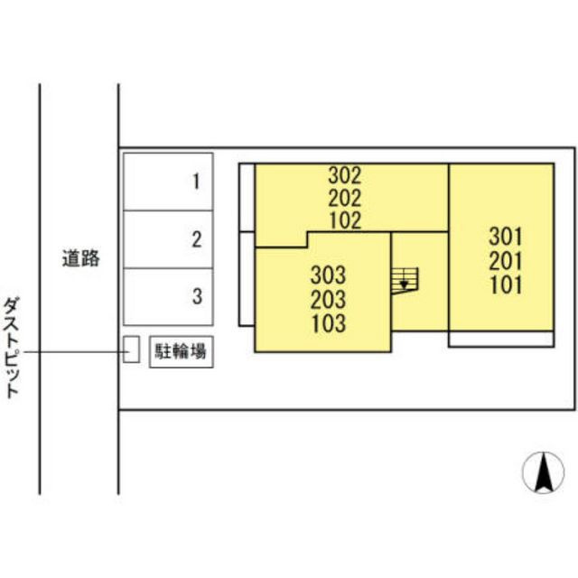 岐阜市金岡町のアパートの駐車場|配置図