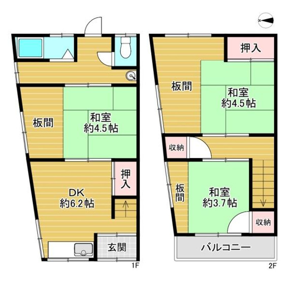 【間取り】 | 大阪市城東区鴫野西1丁目　中古テラスハウス