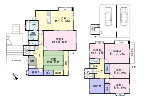 横浜市鶴見区梶山２丁目の中古一戸建の間取り