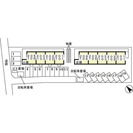 リビングタウン八橋Ｂ203の区画図