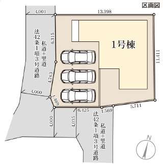 仲介手〇料不要　リーブルガーデン北区鶴羽田第八【北部東小・北部東中】の区画図