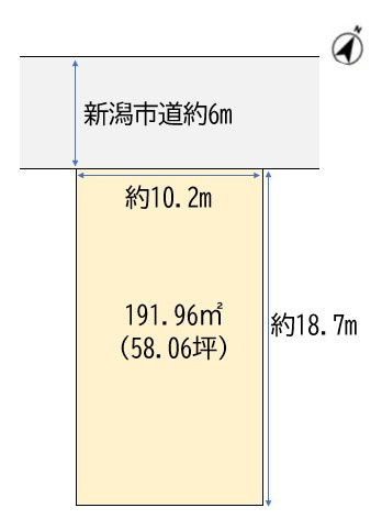 東区新石山2丁目　土地の土地図|図面掲載の間口・奥行の寸法は、弊社スタッフによる現地計測（略測）に基づいたものです。