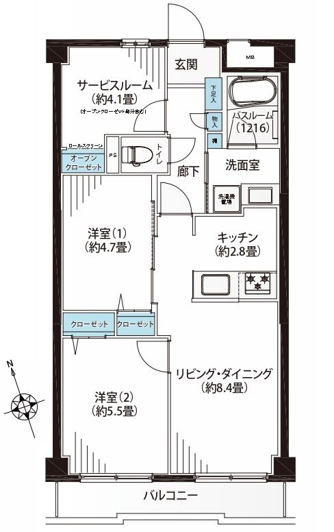 GSハイム第2金町の間取り|最上階・南向きにつきまして日当り・通風・眺望良好。新規リノベーションマンション。