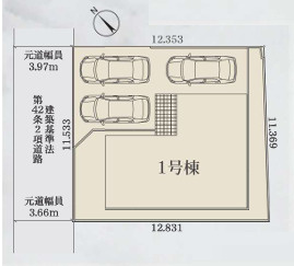 藤沢市善行2期　新築戸建　全1棟の区画図